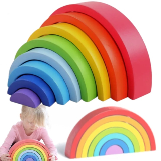 Drevená triedička puzzle dúhových kociek Montessori TOOKY HRAČKA pre deti